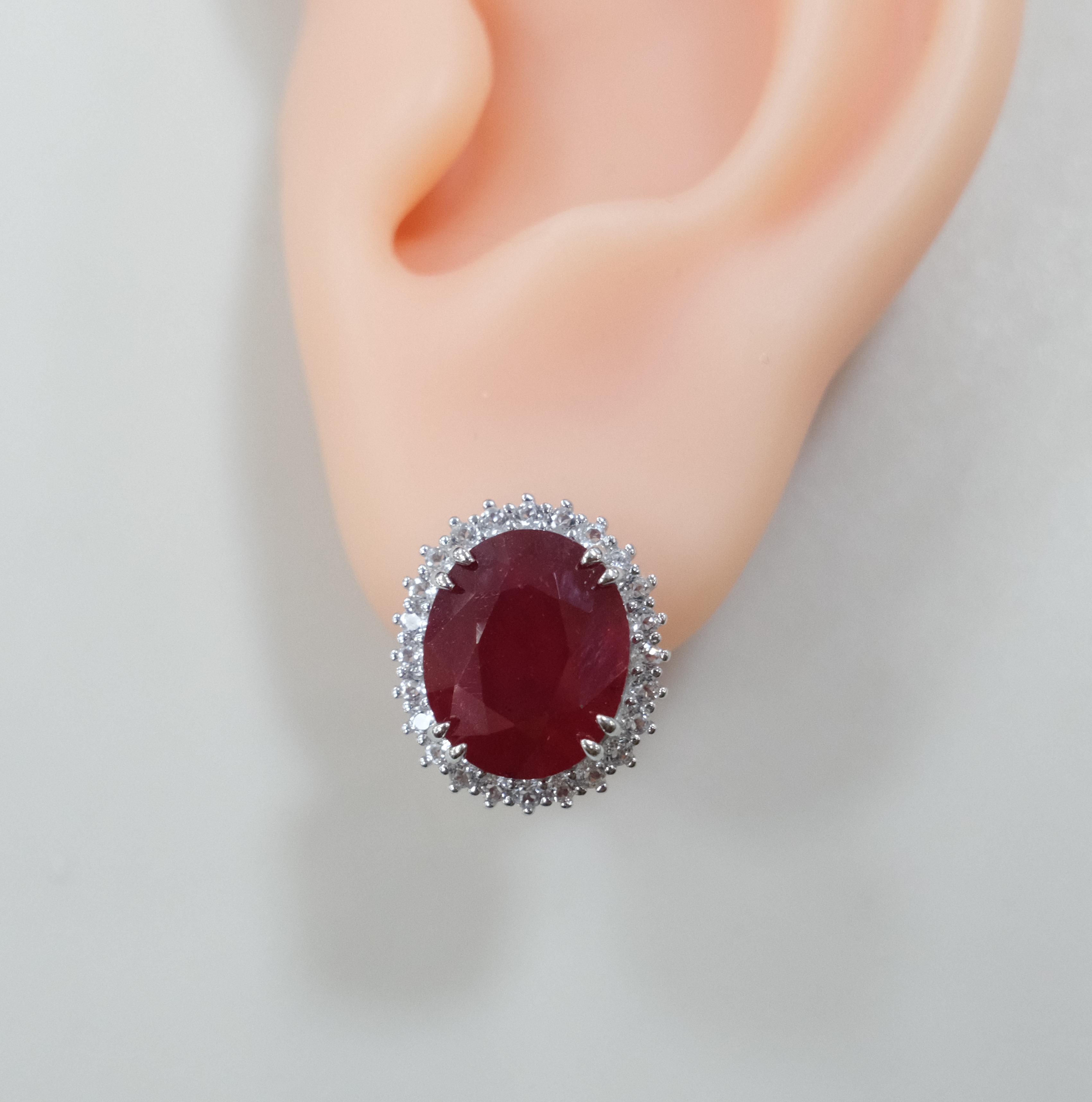 Серебряные серьги с рубинами